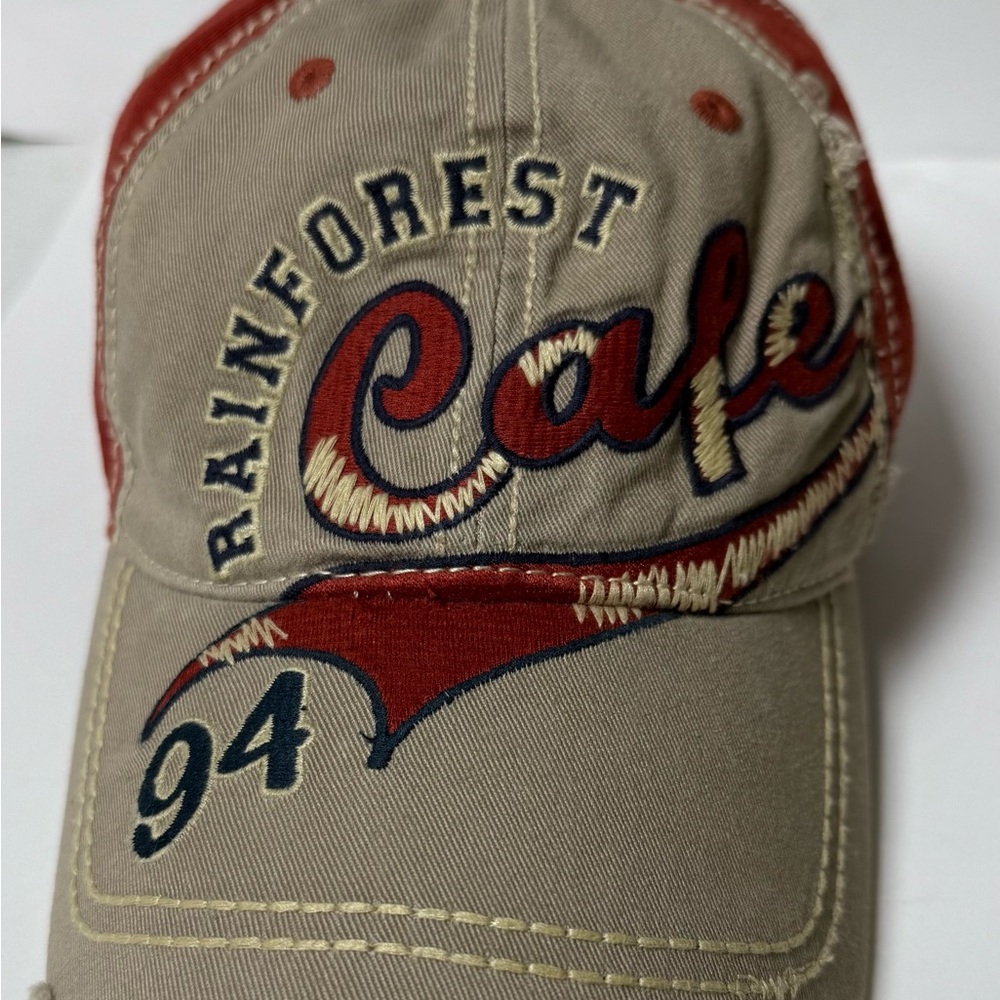 Rainforest Red and Beige Distressed Cap